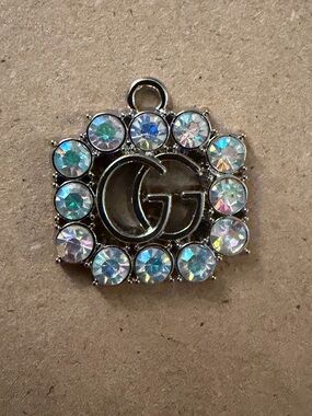 Gucci Iridescent Crystal GG Charm Pendant in Silver